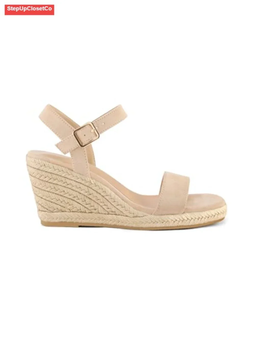 Women's Platform Espadrille Wedge Sandals Square Open Toe Ankle Strap Buckle